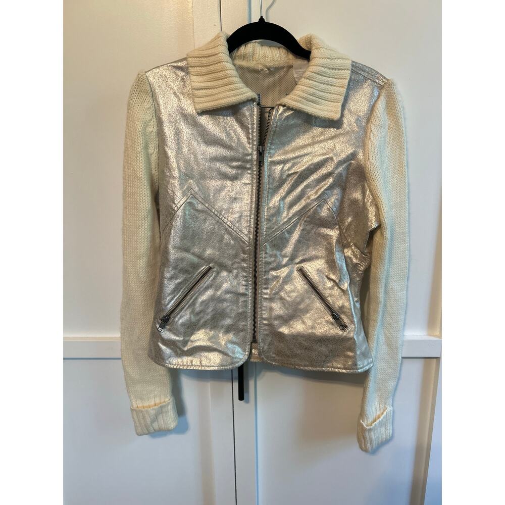 Vintage Phosphorus Leather and Knit Zip Up Jacket Large